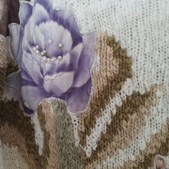 VINTAGE BONNIE & BILL SWEATER WHITE  BEADED  LARG - Picture 4 of 4